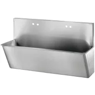   DELABIE sebészi bemosakodó vályú magas hátfallal, H-M vízre 2x2db 22mm csapfurattal, két állásos 1400mm, Hygiene+ dizájn, r.m. acél