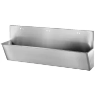   DELABIE sebészi bemosakodó vályú magas hátfallal, H-M vízre 3x2db 22mm csapfurattal, három állásos 2100mm, Hygiene+ dizájn, r.m. acél