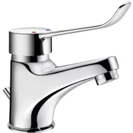   DELABIE orvosi karos álló csap 100mm fix kifolyóval, hosszú keverőkarral, H=60mm, 5L/p, leeresztőszeleppel