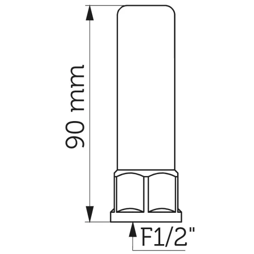 23015 méretezett ábra, H=90mm.