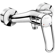   DELABIE SECURITHERM EP nyomáskiegyenlítős forrázásgátló kézi zuhanycsap ergonomikus karral, falon kívüli vízbekötés, STOP/CHECK takarótárcsákkal, 9L/p