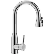   DELABIE álló mosogató csaptelep hattyúnyakú lengő kifolyóval, kihúzható fejjel, vízsugár, vagy zuhany mód, H=408mm, L=200mm, 5L/p
