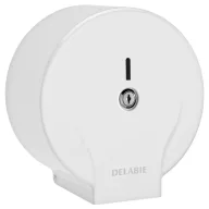   DELABIE vandálbiztos nagytekercses WC-papír adagoló L=200m/D=185mm JUMBO MINI tekercshez, hézagmentes, egyrészes test, acél, lakkozott fehér