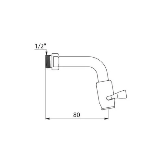 DELABIE fix fali kifolyószelep félfordulatos elzárással, 80 mm kinyúlással