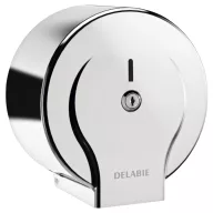   DELABIE vandálbiztos nagytekercses WC-papír adagoló L=200m/D=185mm JUMBO MINI tekercshez, hézagmentes, egyrészes test, r.m. acél, fényes