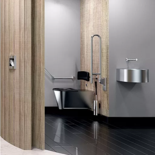 DELABIE TEMPOMATIC infra vezérlésű WC öblítőszelep szervizfolyosós szereléshez, max 225 mm falra, hálózati