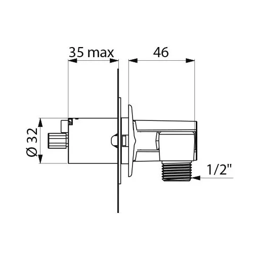 DELABIE rögzítőkonzol és transzformátor szett TEMPOMATIC MIX 4 fali, beépített vízcsatlakozású keverős csapokhoz, 0-35mm falakhoz, M1/2", 6V elemes, kit 1/2