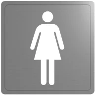   DELABIE Női WC piktogram, r.m. acél, selyem, 1,2 mm vastag lemezből, öntapadós hátlappal