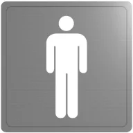   DELABIE Férfi WC piktogram, r.m. acél, selyem, 1,2 mm vastag lemezből, öntapadós hátlappal
