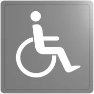   DELABIE Akadálymentes WC piktogram, r.m. acél, selyem, 1,2 mm vastag lemezből, öntapadós hátlappal