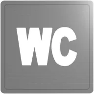   DELABIE WC, mosdó piktogram, r.m. acél, selyem, 1,2 mm vastag lemezből, öntapadós hátlappal