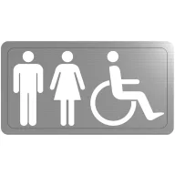   DELABIE univerzális WC, mosdó piktogram, r.m. acél, selyem, 1,2 mm vastag lemezből, öntapadós hátlappal