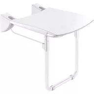   DELABIE Comfort ülőfelületű felhajtható zuhanyülőke lábbal, 420x506mm, fehér r.m. acél vázon