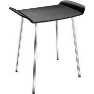  DELABIE Be-line mobil zuhanyszék rozsdamentes acél lábakkal, H=480mm, nagy szilárdságú műanyagból készült 540x360mm matt fekete ülőfelület