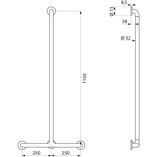 Fix felszálló ág 1150mm magasan.