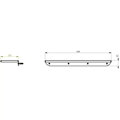 DELABIE fali piperepolc, 450 mm széles, 120 mm mély, lekerekített, biztonságos sarkokkal, acél, fehér