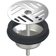   DELABIE mosdó és piszoár fix leeresztő szelep D=63mm perforált tárcsával, rozsdamentes acél, max. 50mm-ig, 5/4"