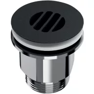   DELABIE HYGIÉNA rácsos fix leeresztő szelep túlfolyó nélküli r.m. acél mosdókhoz, csavar nélkül, 1-2mm, 5/4", matt fekete Teflon bevonat
