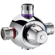   DN40 6/4" csoportos termosztatikus keverőszelep DELABIE Premix Comfort, szűrőkkel és visszacsapó szelepekkel, 32-42°C, 40-150L/p