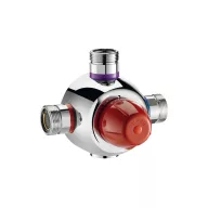   DN20 3/4" biztonsági cirkulációs termosztatikus keverőszelep DELABIE Premix Security, szűrőkkel és visszacsapó szelepekkel, 44-58°C, 10-45L/p