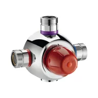   DN32 5/4" biztonsági cirkulációs termosztatikus keverőszelep DELABIE Premix Security, szűrőkkel és visszacsapó szelepekkel, 44-58°C, 30-110L/p