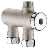   DELABIE Premix Nano termokeverő használati melegvízhez, DN10, F3/8" forró víz, F3/8" hideg víz, M3/8" kevert ág, szűrők, visszacsapó szelepek, 34-60°C, 3-12L/p