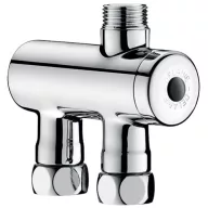   DELABIE Premix Nano termokeverő használati melegvízhez, DN10, F3/8" forró víz, F3/8" hideg víz, M3/8" kevert ág, szűrők, visszacsapó szelepek, 34-60°C, 3-12L/p, króm