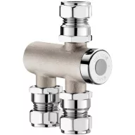   DELABIE Premix Nano termokeverő használati melegvízhez, DN15, M1/2", D=15mm csatlakozások rézcsőhöz, szűrők, visszacsapó szelepek, 34-60°C, 3-12L/p
