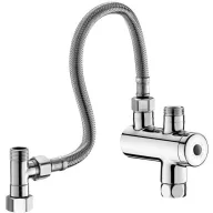   DELABIE Premix Nano termokeverő használati melegvízhez, DN10, F3/8" forró víz, PEX hidegvíz bekötőcső, szűrők, visszacsapó szelepek, 34-60°C, 3-12L/p, króm