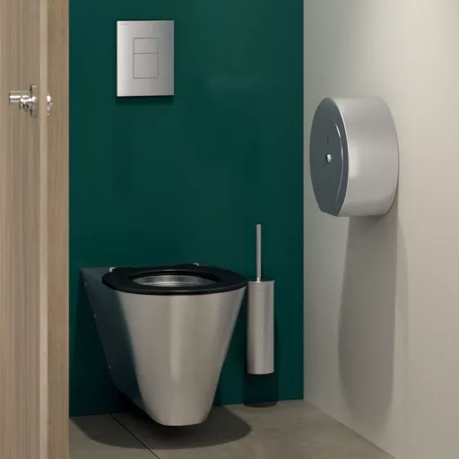 DELABIE TEMPOFLUX 3 blokkolásgátlós WC öblítőszelep előlap 3/6L dual öblítéssel, r.m. acél selyem előlap 162x210mm, kit 2/2