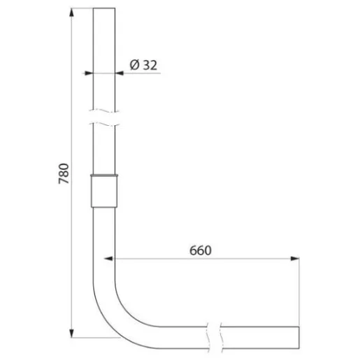 DELABIE PVC öblítőcső beépített és szervizfolyosós TEMPOFLUX 1, 2, 3, TEMPOCHASSE és TEMPOMATIC WC öblítőkhöz, 26/32 mm
