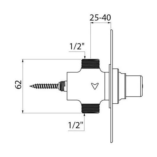 DELABIE TEMPOSTOP nyomógombos piszoár öblítőszelep, beépített, M1/2", kerek r.m. acél előlappal, 3mp