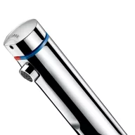   DELABIE TEMPOMIX 3 álló, fejben keverő nyomógombos, 7mp időzített mosdó csap H-M vízre, 3L/perc, sárgaréz, krómozott fényes, elzárócsapokkal