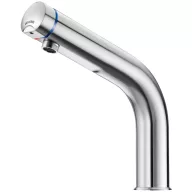   DELABIE TEMPOMIX 3 álló, fejben keverő nyomógombos, 7mp időzített mosdó csap H-M vízre, 3L/perc, H=175mm középmagas, r.m. acél, selyem