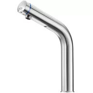  DELABIE TEMPOMIX 3 álló, fejben keverő nyomógombos, 7mp időzített mosdó csap H-M vízre, 3L/perc, H=255mm magas, r.m. acél, selyem matt