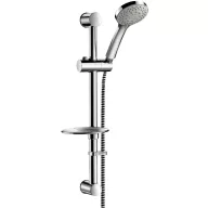   DELABIE 5 Jets kézizuhany D=100mm, zuhanytartó rúd H=580mm/D=25mm, csúsztatható zuhanyrózsa tartó, szappantartó, rögzíthető gégecső L=1,5m