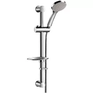   DELABIE Single Jet kézizuhany D=100mm, zuhanytartó rúd H=580mm/D=25mm, csúsztatható zuhanyrózsa tartó, szappantartó, rögzíthető gégecső L=1,5m