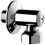   DELABIE falon kívüli könyökcsatlakozó integrált elzárószelep takarótárcsával, M1/2" - F1/2" csatlakozásokkal, sárgaréz, krómozott fényes
