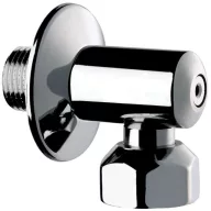   DELABIE falon kívüli könyökcsatlakozó integrált elzárószelep takarótárcsával, M1/2" - F3/4" csatlakozásokkal, sárgaréz, krómozott fényes