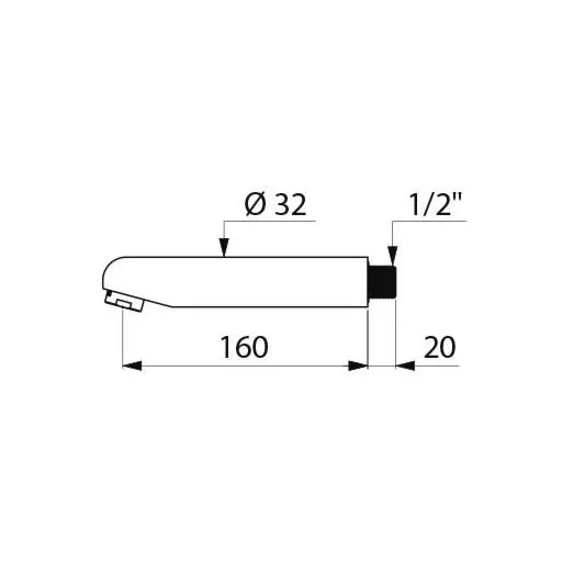 DELABIE kézmosó kifolyó, fali szereléshez, 160 mm-es kifolyással, fali korong nélkül