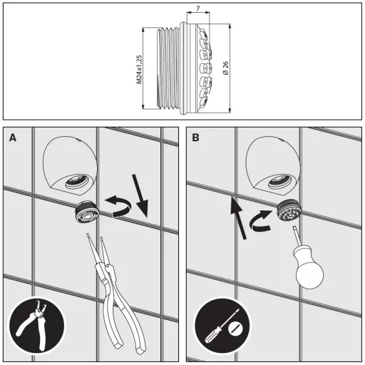 Csillagcsavarhúzó segítségével vehető ki a zuhanyfej testből.