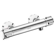   DELABIE SECURITHERM Dual Control falon kívüli termosztatikus zuhany csaptelep forrázásgátlós hőfok-állítóval és átfolyás-szabályzóval, 9L/p, STOP/CHECK csatlakozók