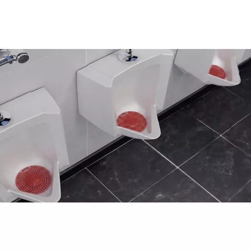 A piszoár rács vízkőlazító enzimköve segít megelőzni a lefolyó dugulását.