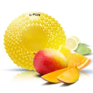   G-PLUS Citrus Mango - citrus - mangó illatosított piszoár rács húgykő- vízkőlazító enzimmel, extra nagy teljesítményű, fröccsenésgátló buborékok és célzó sörték, D=194mm, 60 napos