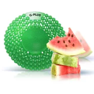   G-PLUS Cucumber - Melon - dinnye-uborka illatosított piszoár rács húgykő- vízkőlazító enzimmel, extra nagy teljesítményű, fröccsenésgátló buborékok és célzó sörték, D=194mm, 60 napos