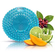   G-PLUS Tropical Sweet - édes trópusi gyümölcs illatosított piszoár rács húgykő- vízkőlazító enzimmel, extra nagy teljesítményű, fröccsenésgátló buborékok és célzó sörték, D=194mm, 60 napos