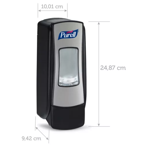 PURELL ADX-7 nyomógombos kézfertőtlenítő gél adagoló, ABS műanyag, fekete/ezüst, 700ml