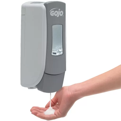 GOJO nyomógombos habszappan adagoló, ADX-7 patronos kézmosó rendszer, fehér/szürke, 700 ml