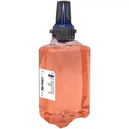 GOJO Fresh 3 az 1-ben tusfürdő, sampon és folyékonyszappan utántöltő patron, gyümölcs illatú, rózsaszín, gél állagú, ADX-12 rendszer, 1250ml