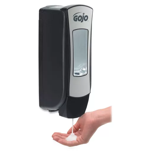 GOJO nyomógombos habszappan adagoló, ADX-12 patronos kézmosó rendszer, fekete/ezüst, 1250 ml